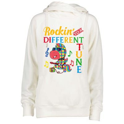 Rocking To A Different Tune Unicorn Autism Awareness Funny Gift Womens Funnel Neck Pullover Hood