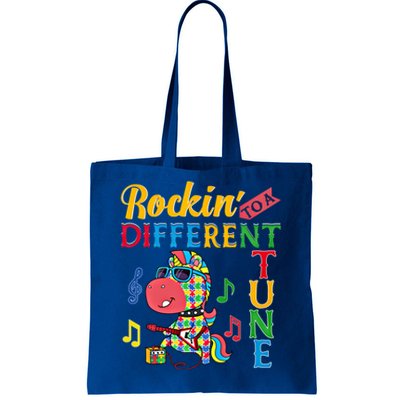 Rocking To A Different Tune Unicorn Autism Awareness Funny Gift Tote Bag