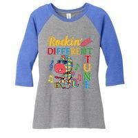 Rocking To A Different Tune Unicorn Autism Awareness Funny Gift Women's Tri-Blend 3/4-Sleeve Raglan Shirt