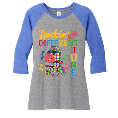 Rocking To A Different Tune Unicorn Autism Awareness Funny Gift Women's Tri-Blend 3/4-Sleeve Raglan Shirt