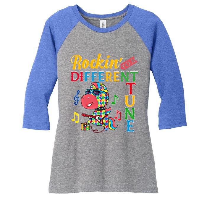 Rocking To A Different Tune Unicorn Autism Awareness Funny Gift Women's Tri-Blend 3/4-Sleeve Raglan Shirt