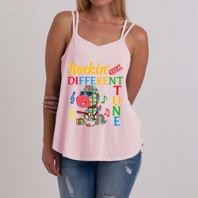 Rocking To A Different Tune Unicorn Autism Awareness Funny Gift Women's Strappy Tank