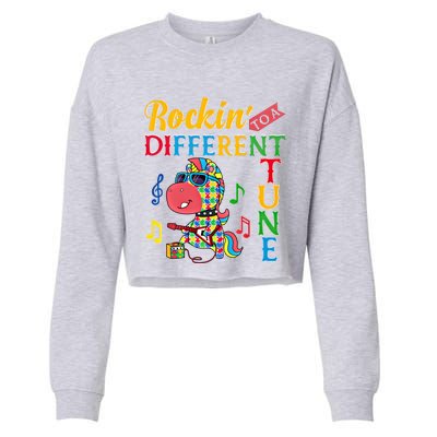 Rocking To A Different Tune Unicorn Autism Awareness Funny Gift Cropped Pullover Crew