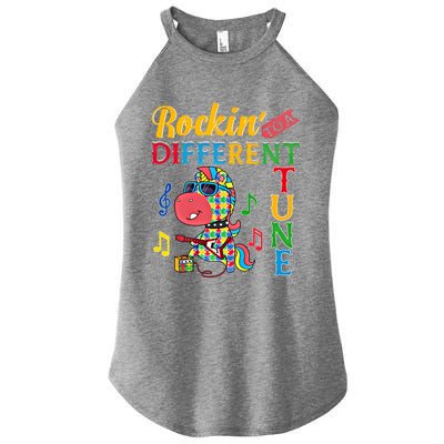 Rocking To A Different Tune Unicorn Autism Awareness Funny Gift Women's Perfect Tri Rocker Tank