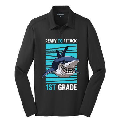 Ready To Attack 1st Grade First Day of School Silk Touch Performance Long Sleeve Polo