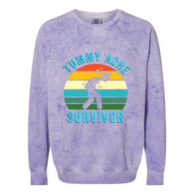 Retro Tummy Ache Survivor Vintage Stomachache IBS Funny Colorblast Crewneck Sweatshirt