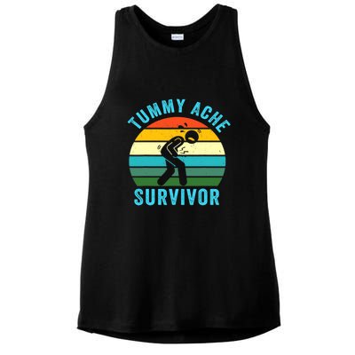 Retro Tummy Ache Survivor Vintage Stomachache IBS Funny Ladies PosiCharge Tri-Blend Wicking Tank