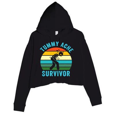 Retro Tummy Ache Survivor Vintage Stomachache IBS Funny Crop Fleece Hoodie