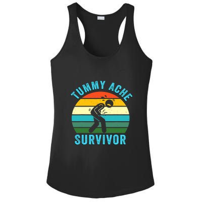 Retro Tummy Ache Survivor Vintage Stomachache IBS Funny Ladies PosiCharge Competitor Racerback Tank