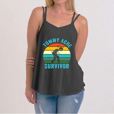 Retro Tummy Ache Survivor Vintage Stomachache IBS Funny Women's Strappy Tank