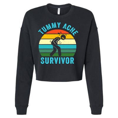 Retro Tummy Ache Survivor Vintage Stomachache IBS Funny Cropped Pullover Crew