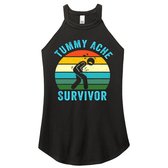 Retro Tummy Ache Survivor Vintage Stomachache IBS Funny Women's Perfect Tri Rocker Tank