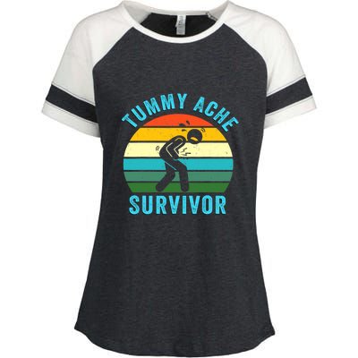 Retro Tummy Ache Survivor Vintage Stomachache IBS Funny Enza Ladies Jersey Colorblock Tee