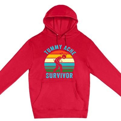 Retro Tummy Ache Survivor Vintage Stomachache IBS Funny Premium Pullover Hoodie