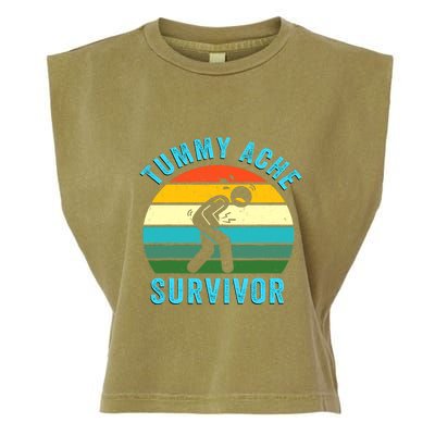 Retro Tummy Ache Survivor Vintage Stomachache IBS Funny Garment-Dyed Women's Muscle Tee