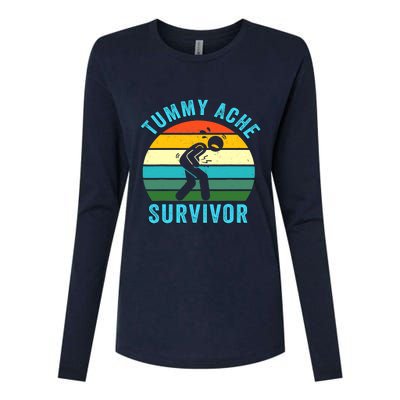 Retro Tummy Ache Survivor Vintage Stomachache IBS Funny Womens Cotton Relaxed Long Sleeve T-Shirt