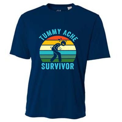 Retro Tummy Ache Survivor Vintage Stomachache IBS Funny Cooling Performance Crew T-Shirt