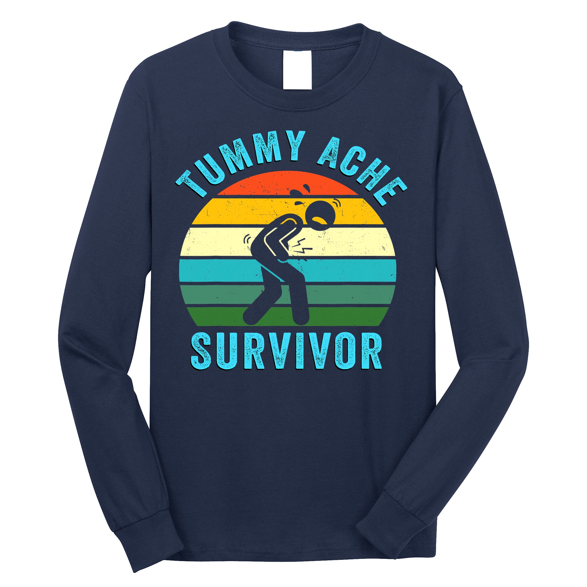 Retro Tummy Ache Survivor Vintage Stomachache IBS Funny Long Sleeve Shirt