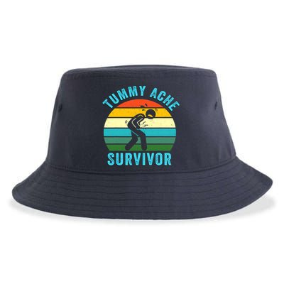 Retro Tummy Ache Survivor Vintage Stomachache IBS Funny Sustainable Bucket Hat
