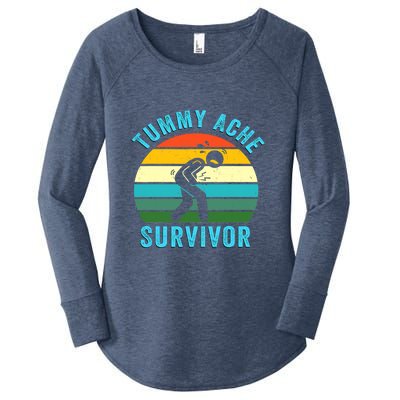 Retro Tummy Ache Survivor Vintage Stomachache IBS Funny Women's Perfect Tri Tunic Long Sleeve Shirt