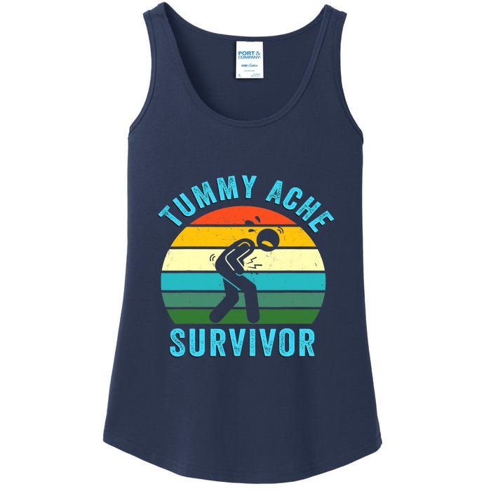 Retro Tummy Ache Survivor Vintage Stomachache IBS Funny Ladies Essential Tank