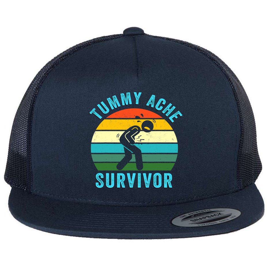 Retro Tummy Ache Survivor Vintage Stomachache IBS Funny Flat Bill Trucker Hat
