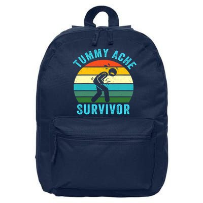 Retro Tummy Ache Survivor Vintage Stomachache IBS Funny 16 in Basic Backpack