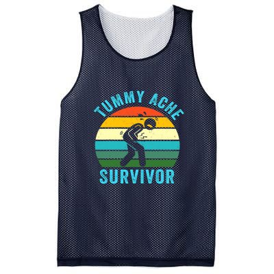 Retro Tummy Ache Survivor Vintage Stomachache IBS Funny Mesh Reversible Basketball Jersey Tank