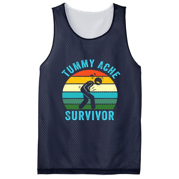 Retro Tummy Ache Survivor Vintage Stomachache IBS Funny Mesh Reversible Basketball Jersey Tank