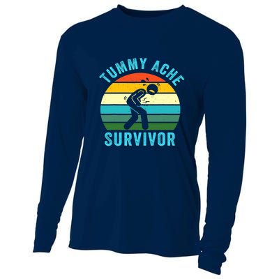 Retro Tummy Ache Survivor Vintage Stomachache IBS Funny Cooling Performance Long Sleeve Crew