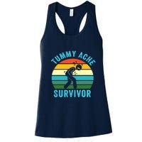 Retro Tummy Ache Survivor Vintage Stomachache IBS Funny Women's Racerback Tank