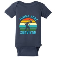 Retro Tummy Ache Survivor Vintage Stomachache IBS Funny Baby Bodysuit