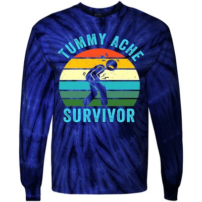 Retro Tummy Ache Survivor Vintage Stomachache IBS Funny Tie-Dye Long Sleeve Shirt