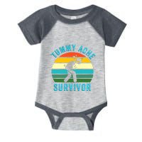 Retro Tummy Ache Survivor Vintage Stomachache IBS Funny Infant Baby Jersey Bodysuit