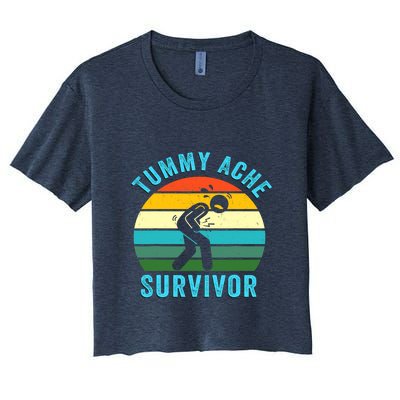 Retro Tummy Ache Survivor Vintage Stomachache IBS Funny Women's Crop Top Tee