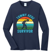 Retro Tummy Ache Survivor Vintage Stomachache IBS Funny Ladies Long Sleeve Shirt