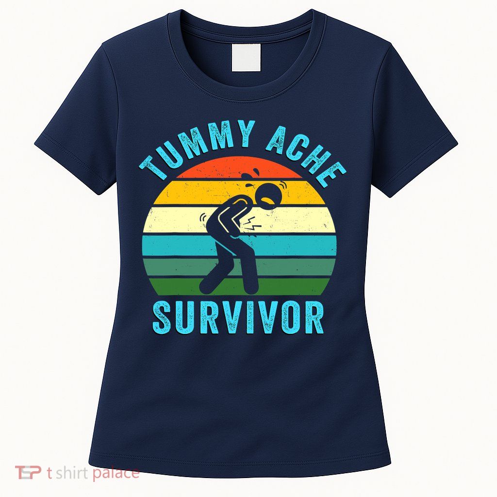 Retro Tummy Ache Survivor Vintage Stomachache IBS Funny Womens T-Shirt