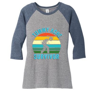 Retro Tummy Ache Survivor Vintage Stomachache IBS Funny Women's Tri-Blend 3/4-Sleeve Raglan Shirt