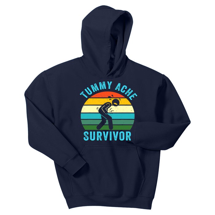 Retro Tummy Ache Survivor Vintage Stomachache IBS Funny Kids Hoodie