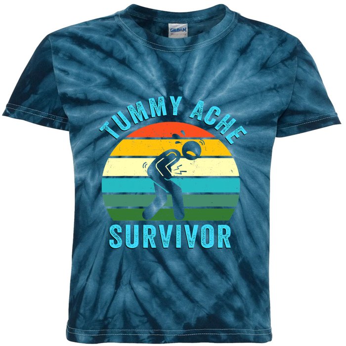 Retro Tummy Ache Survivor Vintage Stomachache IBS Funny Kids Tie-Dye T-Shirt