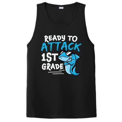 Ready To Attack First Grade Shark Cute 1St Grade Gift PosiCharge Competitor Tank