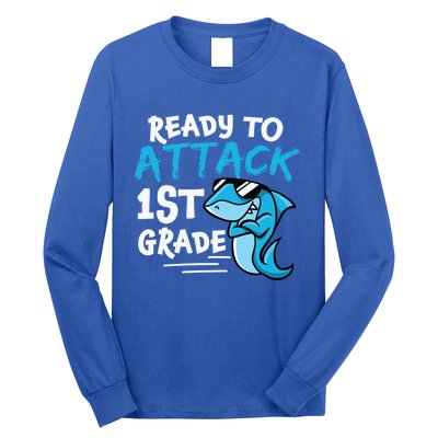 Ready To Attack First Grade Shark Cute 1St Grade Gift Long Sleeve Shirt