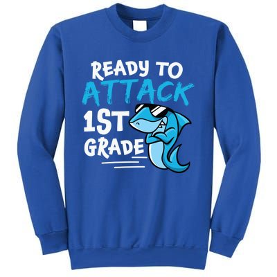 Ready To Attack First Grade Shark Cute 1St Grade Gift Sweatshirt