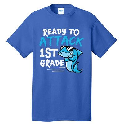 Ready To Attack First Grade Shark Cute 1St Grade Gift Tall T-Shirt