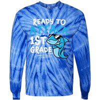 Ready To Attack First Grade Shark Cute 1St Grade Gift Tie-Dye Long Sleeve Shirt