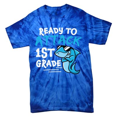 Ready To Attack First Grade Shark Cute 1St Grade Gift Tie-Dye T-Shirt