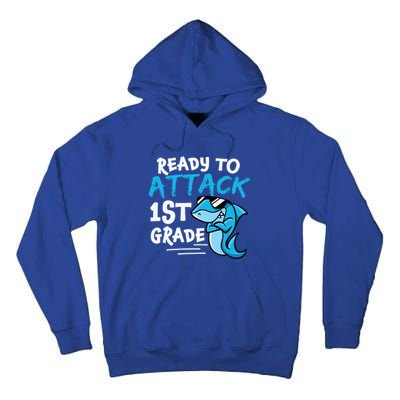 Ready To Attack First Grade Shark Cute 1St Grade Gift Tall Hoodie