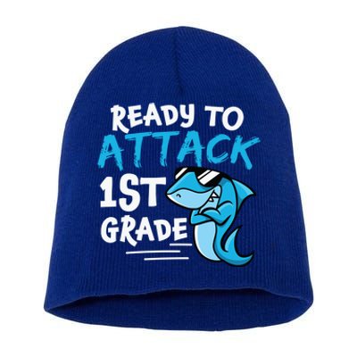 Ready To Attack First Grade Shark Cute 1St Grade Gift Short Acrylic Beanie