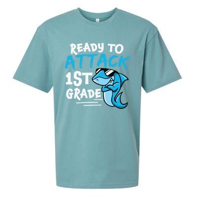 Ready To Attack First Grade Shark Cute 1St Grade Gift Sueded Cloud Jersey T-Shirt