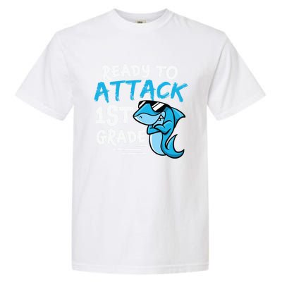 Ready To Attack First Grade Shark Cute 1St Grade Gift Garment-Dyed Heavyweight T-Shirt